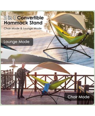 Portable Outdoor Hammock with Stand, Sunshade & Bag