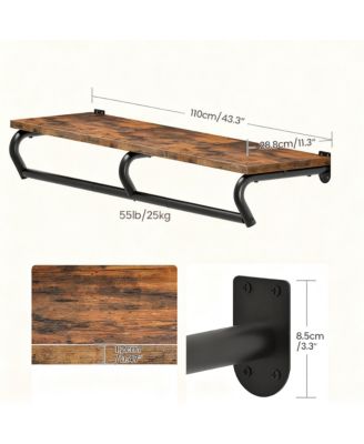 Wall Mounted 2-in-1 Clothes Rack with Top Shelf for Keys & Clothes