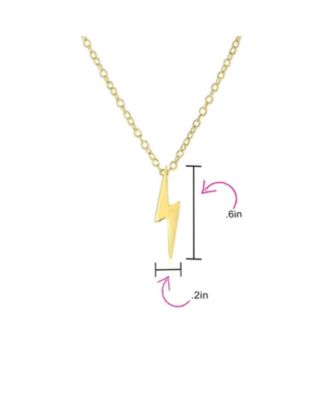 Minimalist Geometric Lightning Bolt Pendant Necklace CZ Accent Gold Plated Sterling Silver