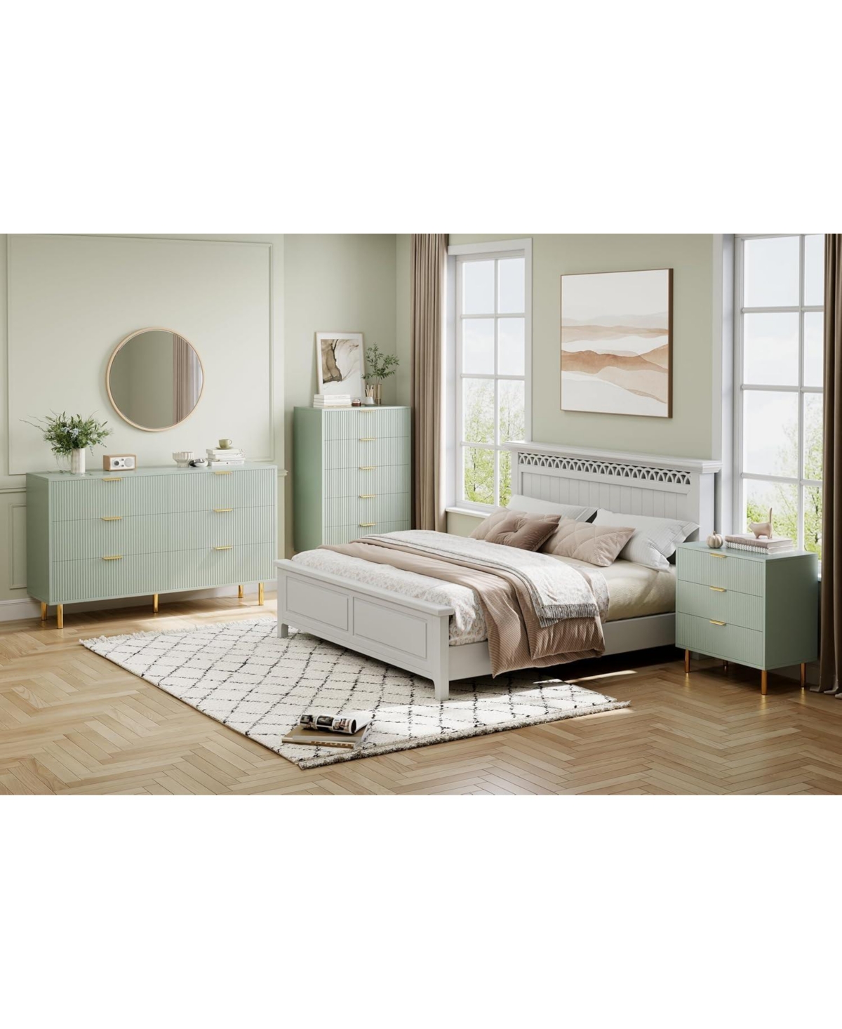 gaomon 6 Drawer Dresser for Bedroom, Large Chest of Drawers, Modern Wood Storage Dresser Organizer with Gold Metal Handles & Anti-Tipping Device