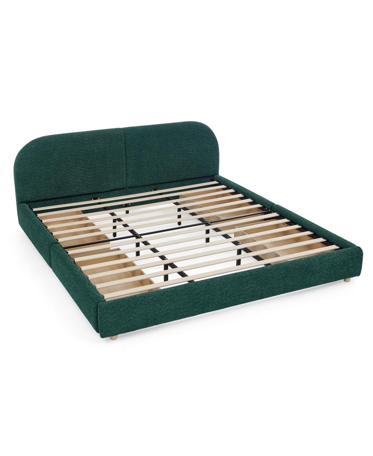 Streamdale Furniture Streamdale King Size Upholstered Bed Frame with Curved Headboard & Drawer Storage