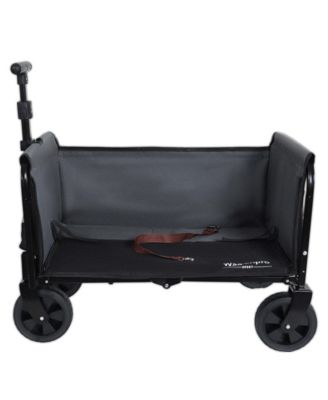 Collapsible Wagon Cart - Heavy Duty Utility Cart with Bench Seat, Storage Compartment and Included Dog Tether for Groceries