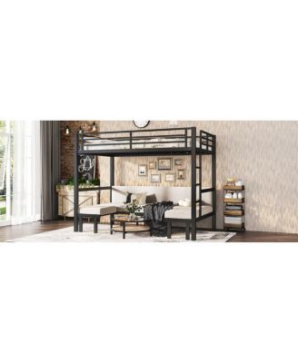 Twin XL over Twin XL pull-out Metal Bunk Bed with safety rails