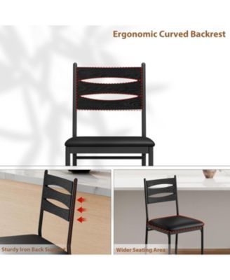 Bar Stools Set of 4 Barstools Faux Leather Upholstered Bar Chair Wooden with Back and Footrest and Thick Cushion Counter Height Bar Stools