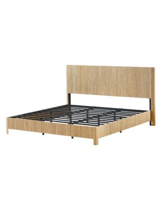  Rustic Oak King Bed Frame with Curved Profile