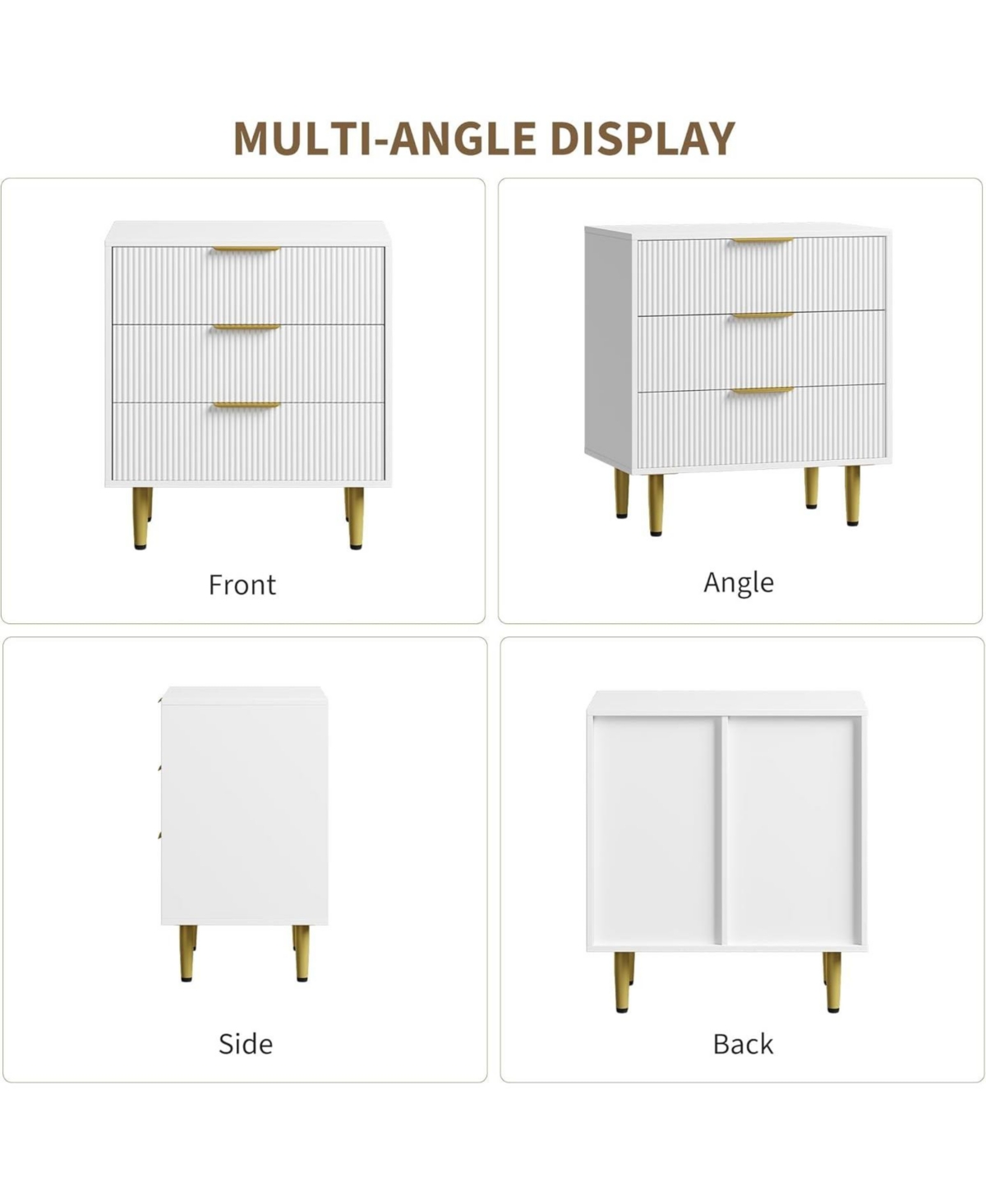 gaomon 3-Drawer Bedroom Dresser, 27.9'' Wood Chest with Fluted Design & Handles, Large-Capacity Organizer, Easy Assembly