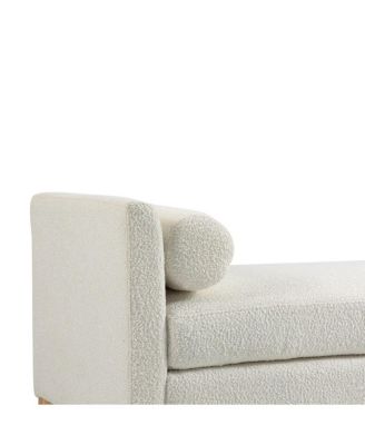  Elegant Upholstered Bench with Wood Legs & 2 Bolster Pillows