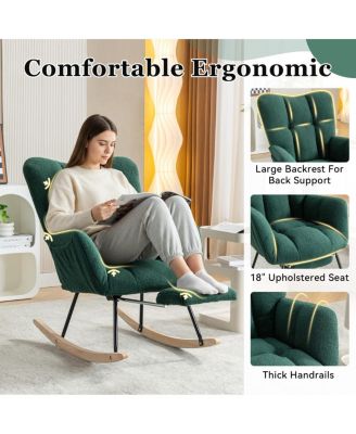 Teddy Fabric Leisure Rocking Chair with Adjustable Footstool