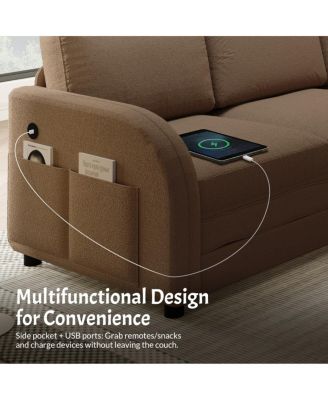 Oversize L-Shaped Sofa Couch with Pull-Out Bed & USB Port