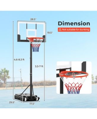 3.3-7 Feet Portable Adjustable Outdoor Kids Basketball Hoop Goal
