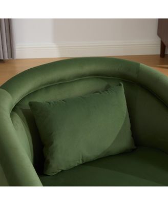 Velvet Swivel Accent Chair, 360-Degree Comfy Pumpkin-Shaped Chair