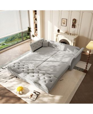 Sofa Bed with Handmade Fabric Flower Design.