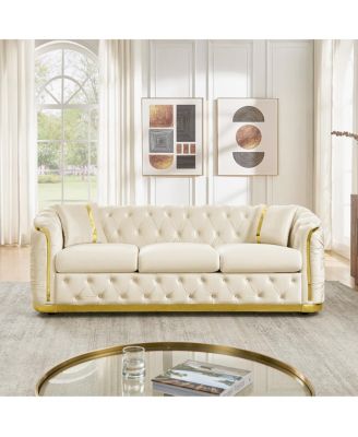 84.6" 3 Seater Mid Century Modern Chesterfield Sofa