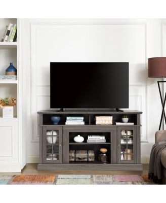 Classic TV Media Stand, Dark Walnut/Black, 58.25"W