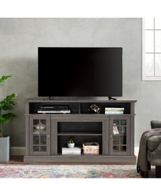 Classic TV Media Stand, Dark Walnut/Black, 58.25"W