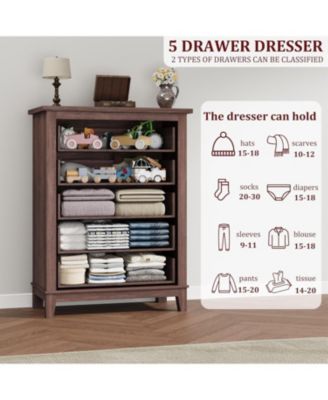 5 Dresser for Bedroom, 41.3 in Tall Vertical Drawer Dresser with Large Storage, Freestanding Wooden Closet Chest for Bedroom, Living Room