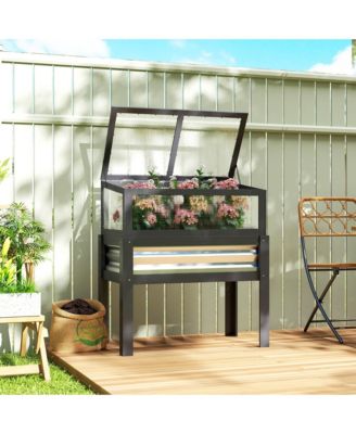 Raised Garden Bed with Flip-Up Mini house