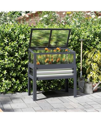 Raised Garden Bed with Flip-Up Mini house