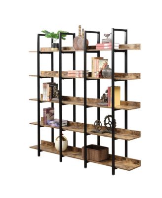5 Tier Vintage Industrial Bookcase with Metal Frame & MDF Board