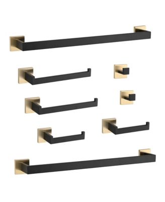 8 - Piece Bathroom Hardware Set, Stainless Steel Bath Towel Holder, Square Wall Mounted Towel Rack, Towel Bar for Bathroom