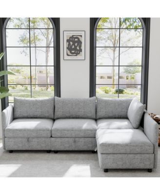 Modular Sectional Sofa with Storage and Sleeper Function