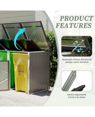 Garbage Bin Shed for 3 Cans, Lockable, Waterproof