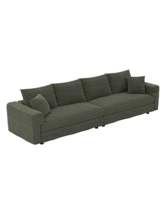 Plush Corduroy 4-Seat Sofa, Modern Comfy Upholstered Cloud Couch