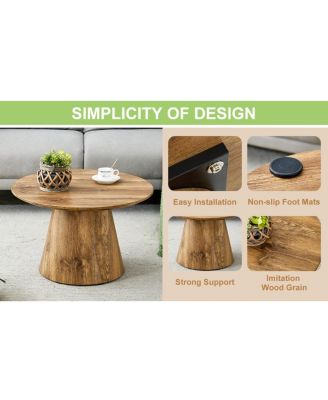 Natural Wood Grain MDF Round Coffee Table
