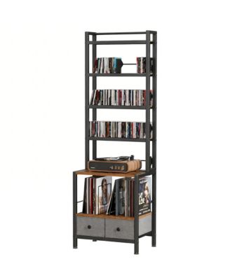 6-Tier CD DVD Vinyl Storage Tower with Drawers for Living Room