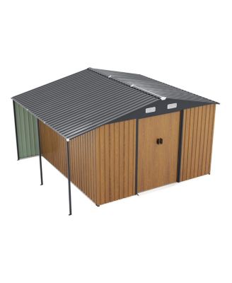 Dual-Zone Garden Shed with Sliding Doors and Ramp