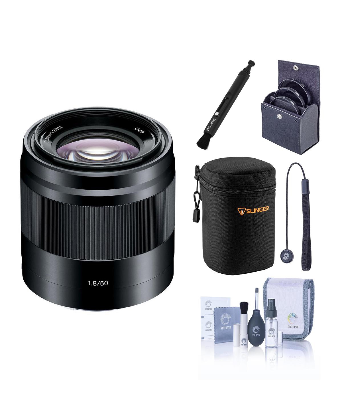 Sony E 50mm f/1.8 Oss Lens Bundle with 49mm Filter Kit, Lens Case, Cleaning Kit, and Accessories