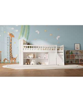 Loft Bed with Storage, Headboard with LED Light.