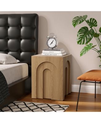 Set of Three Oak Finish Nesting Side Tables, Durable Manufactured Wood for Living Room