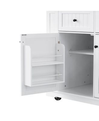 48" White Kitchen Island with Drop Leaf, Power Outlet & Storage (2 Pkgs)