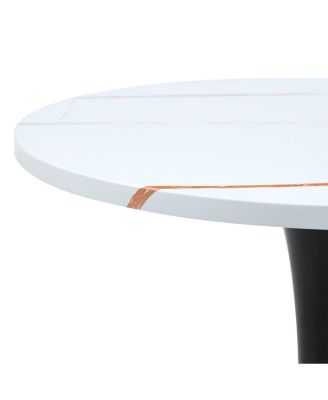 Round Dining Table, 23.6" Tulip Bistro Table with Metal Pedestal