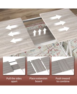 47"-63" Expandable Dining Table Extendable Kitchen Table Distressed