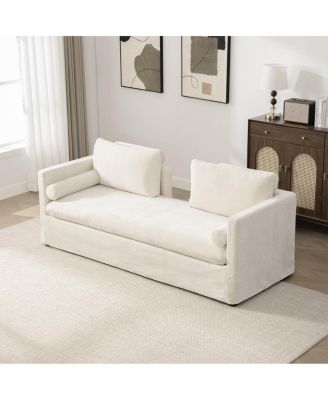  Chenille Double-Seater Sofa with Pillows