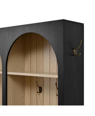 Farmhouse Arched Hall Tree Bench with Hooks, Coat Rack & Shoe Organizer