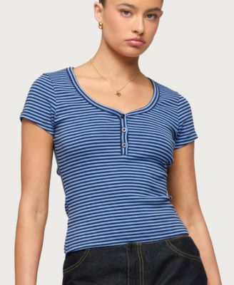 Women's Kady Striped Henley T Shirt