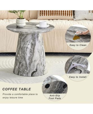 textured MDF circular coffee table, 19.6" D x 18.8"