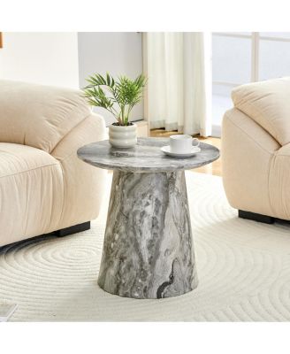 textured MDF circular coffee table, 19.6" D x 18.8"