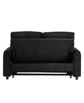 Chenille Pull Out Sofa Bed with Adjustable Backrest & Charging Ports