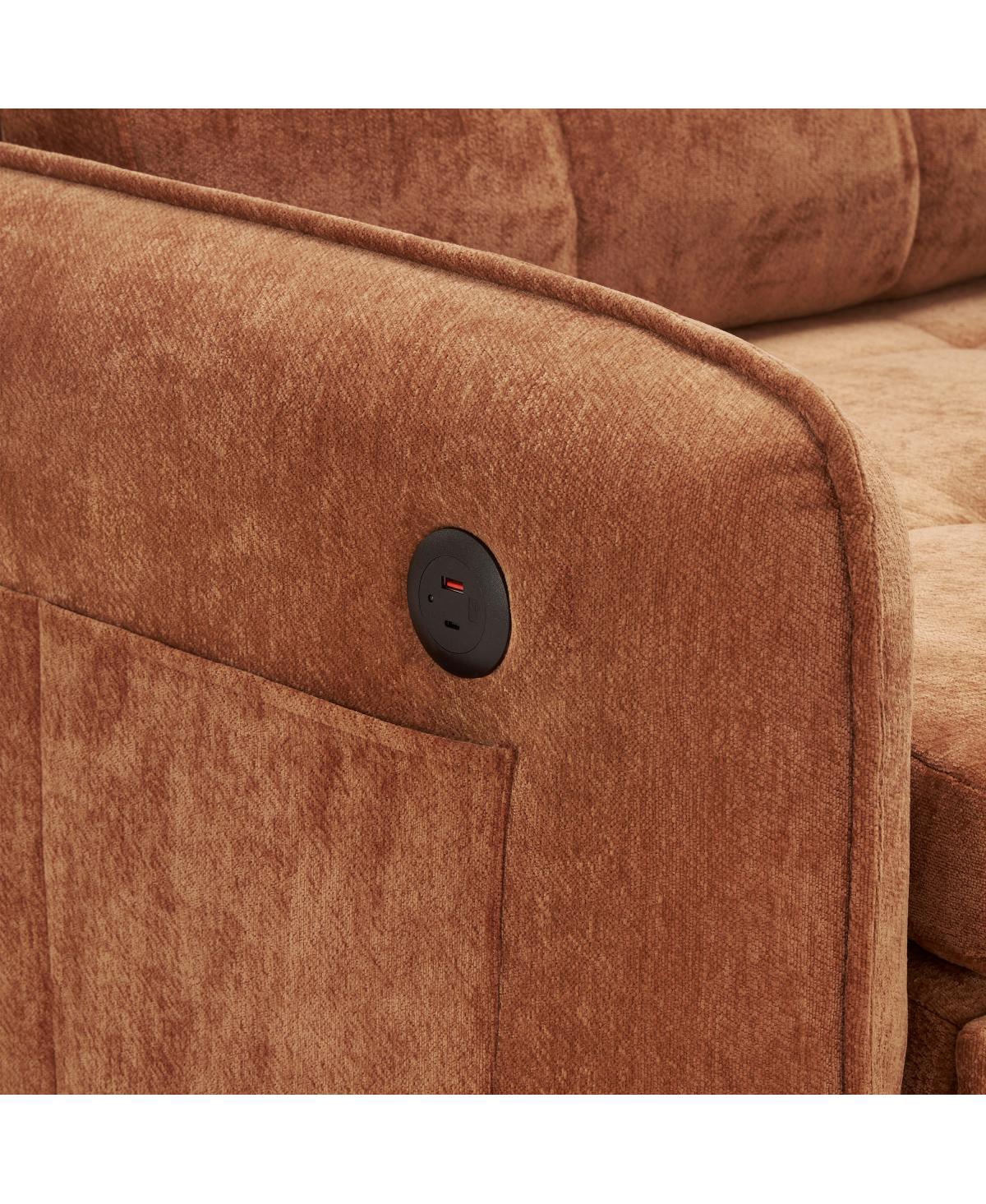 Streamdale Furniture 3-in-1 Sleeper Chair Bed, 80" Extra Long Pull Out Sofa with Usb Charging & Storage