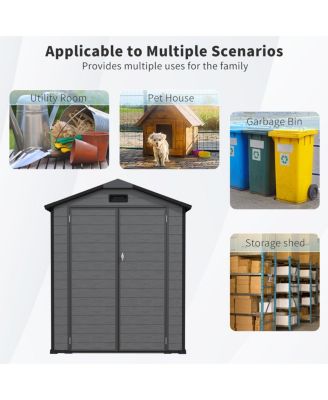 6x6 FT Plastic Outdoor Storage Shed - Lockable Resin Tool Shed