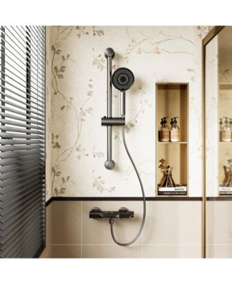 1-Spray Adjustable Height Shower Faucet 2.5 GPM with Piano Button Control and Aluminum Valve