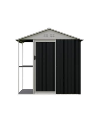 6x4 FT Outdoor Storage Shed with Rack and Shelves for Backyard Use