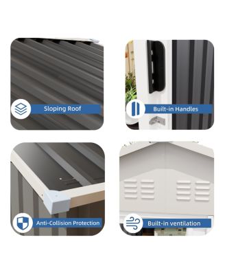 6x4 FT Outdoor Storage Shed with Rack and Shelves for Backyard Use