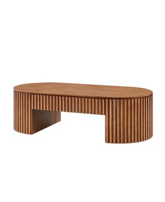 Oval Wood Coffee Table with Drawer