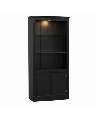 78.75"H 4-Tier Display Shelf with Dimmable Ceiling Light & Storage