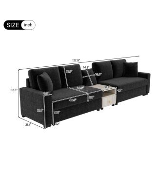 Modern Sofa Couch 127.9" Modular Upholstered with Storage